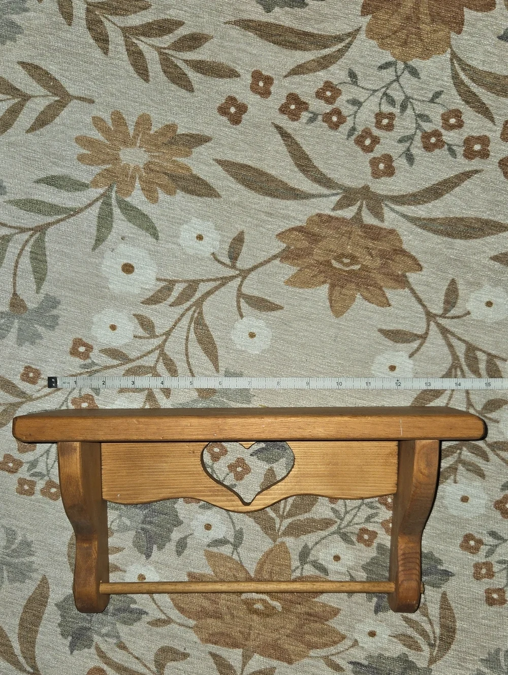 Vintage Handmade Wooden Heart Cut Out Wall Shelf. Farm House Wall Decor